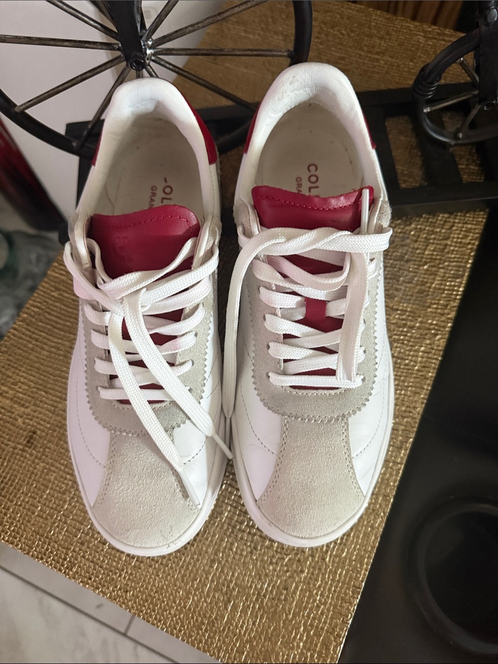 Cole Haan White and Red Low-Top Sneakers